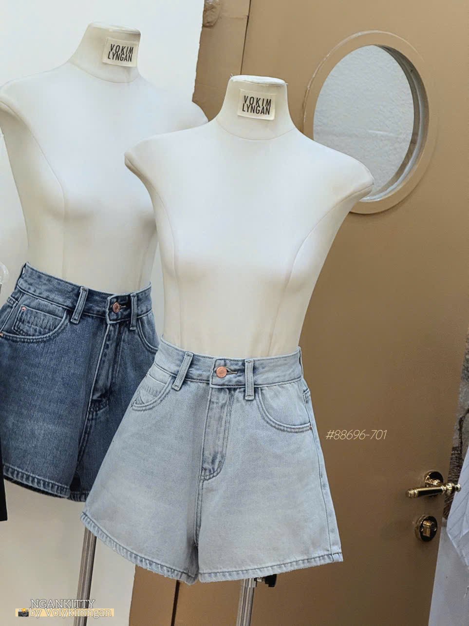 Quần short jean mix túi kiểu - Ảnh 4