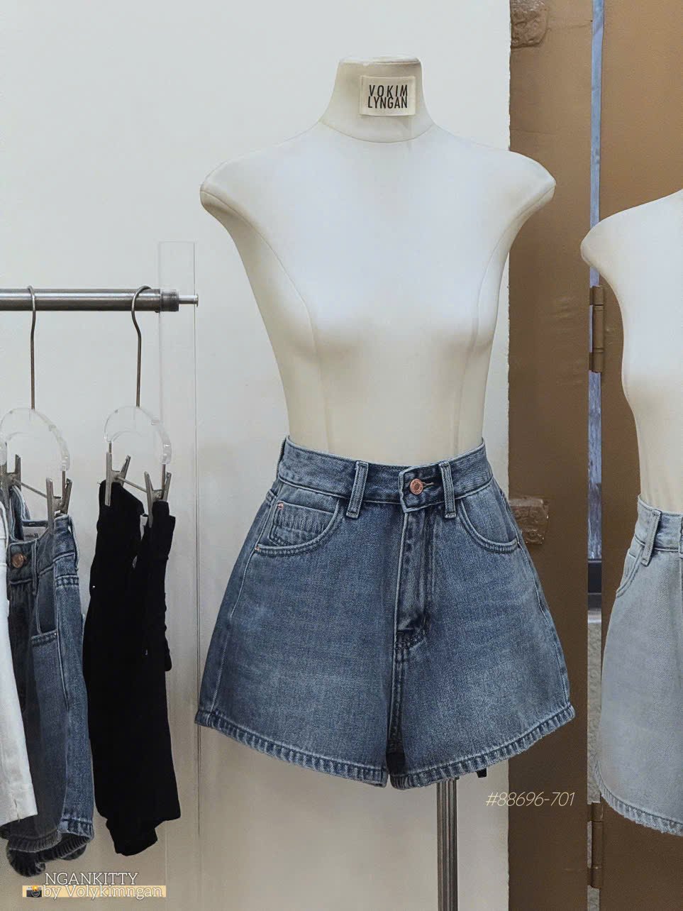 Quần short jean mix túi kiểu - Ảnh 3