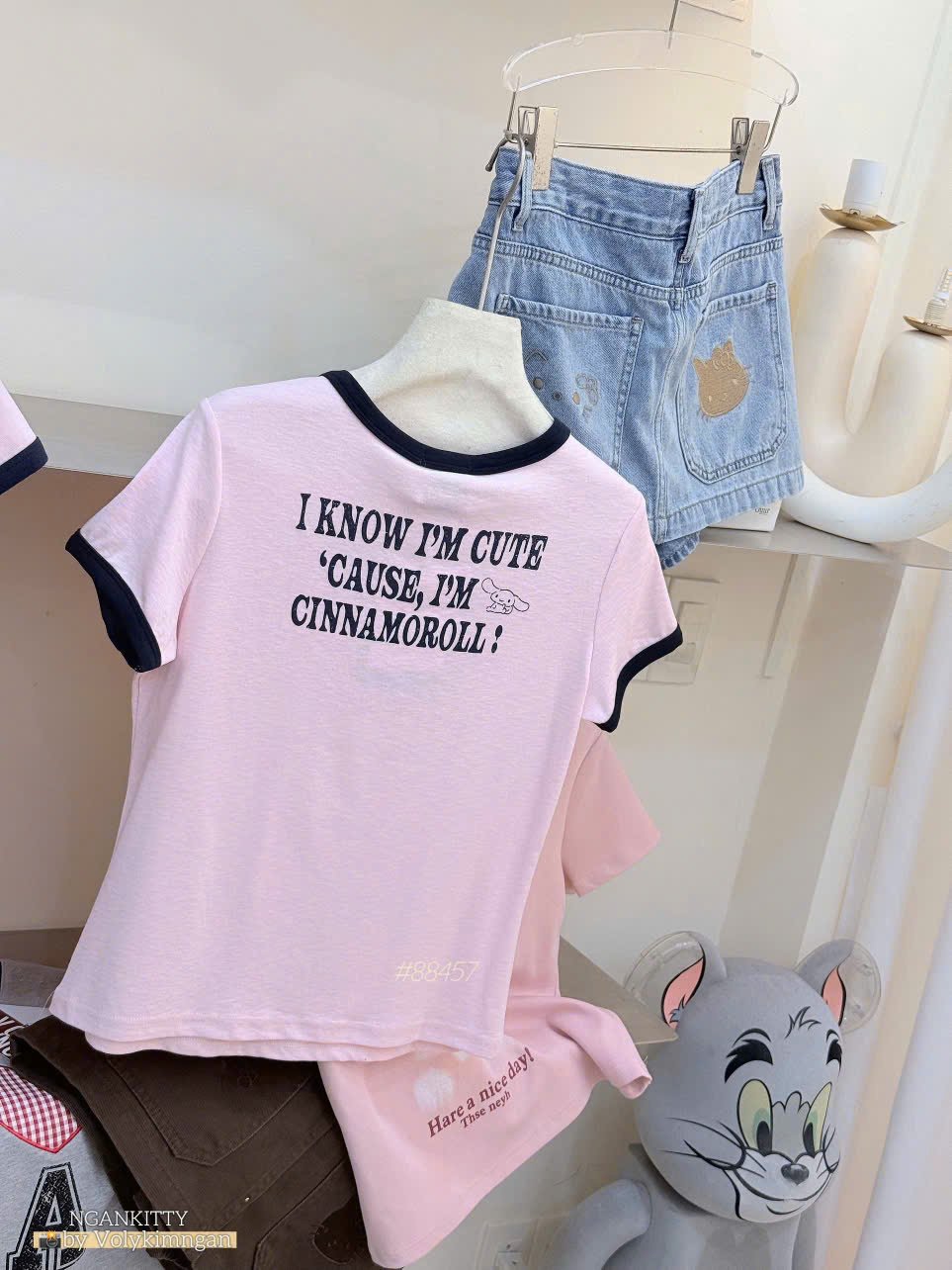 Áo thỏ Cinnamoroll viền - Ảnh 8