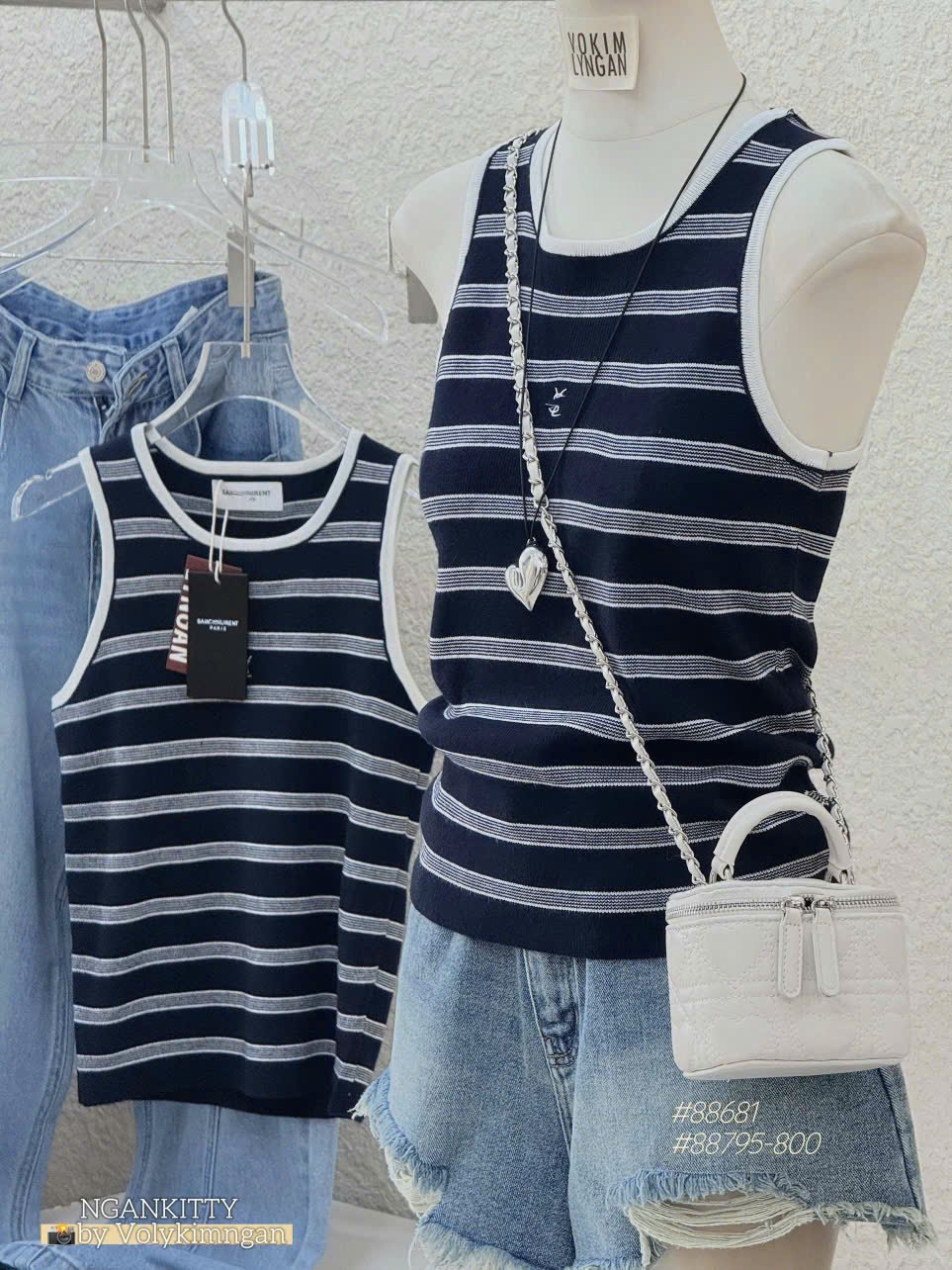 Áo ba lỗ logo YSL sọc