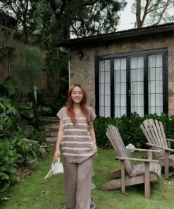 Set sn sọc montergi cadigan nút