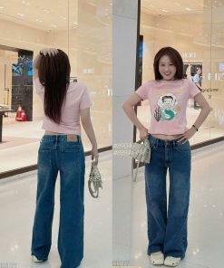 Quần jean đáy ngắn cạp thấp SI474