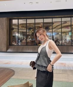 Alternative view of Áo Phối Yếm Caro Cột #89282-83