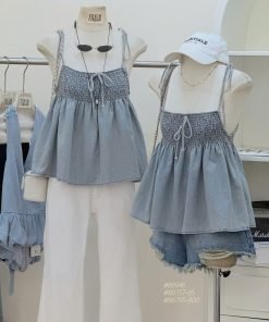 Áo peplum 2s nhúng denim