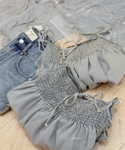 Alternative view of Áo peplum 2s nhúng denim