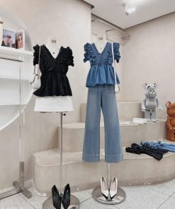 Áo denim vai bèo