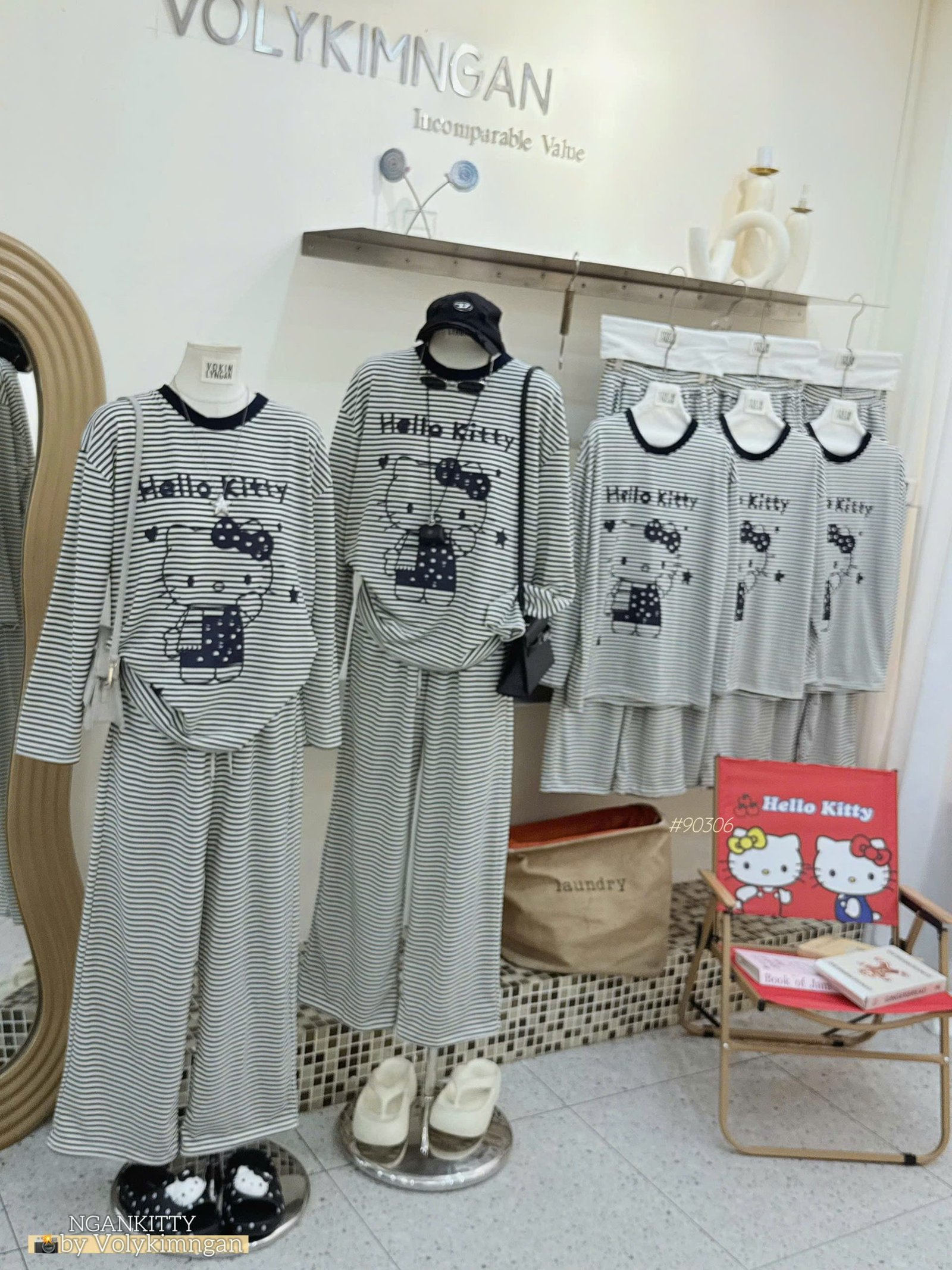 Set Hellokitty Sọc Quần Suông #90306