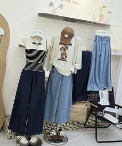 Alternative view of Quần Denim Suông Sọc Chun #90096-97