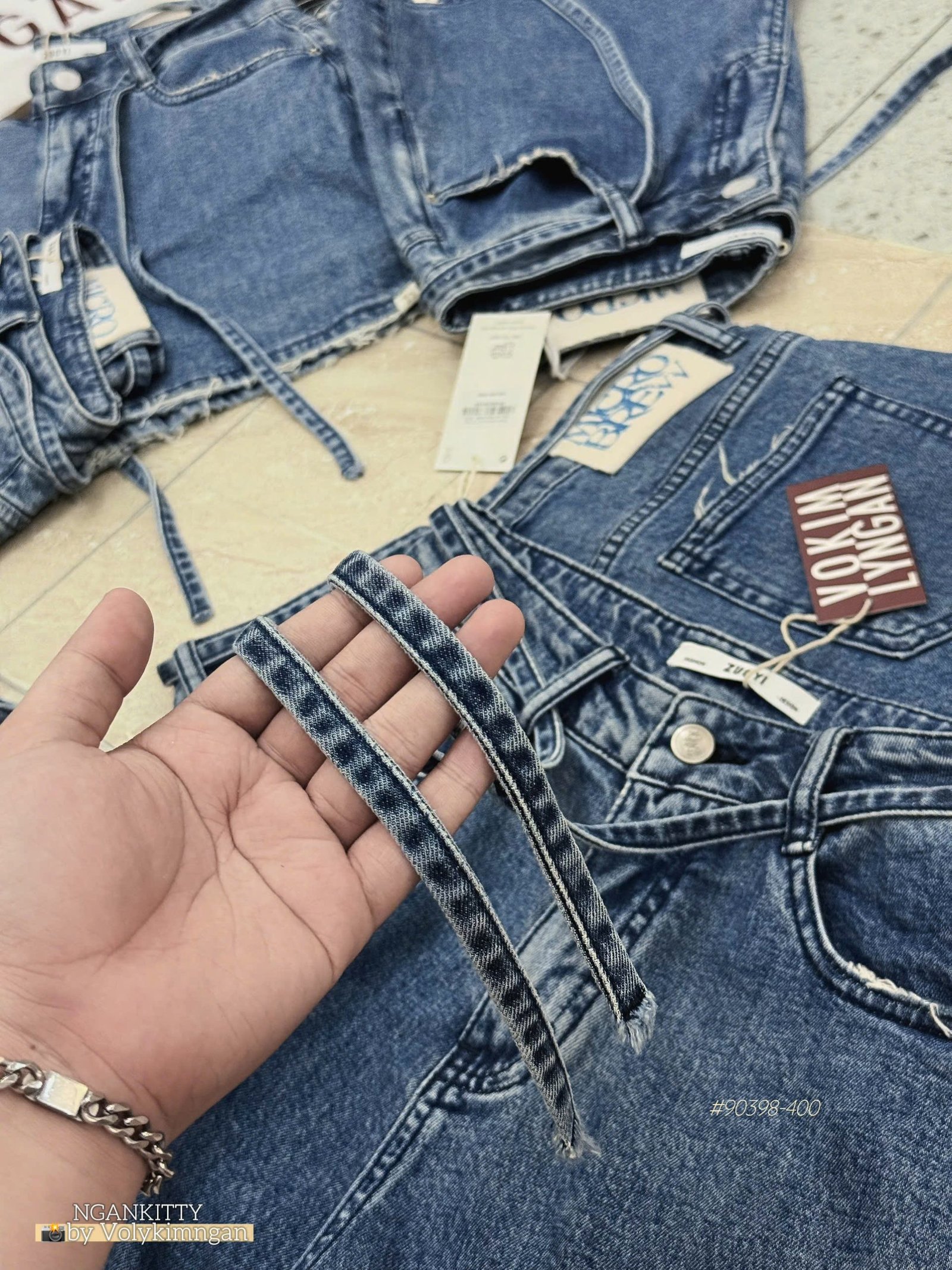 Quần Short Jean Lai Tưa Dây Cộ #90398 - 00 - Ảnh 8