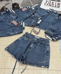Quần Short Jean Lai Tưa Dây Cộ #90398 - 00